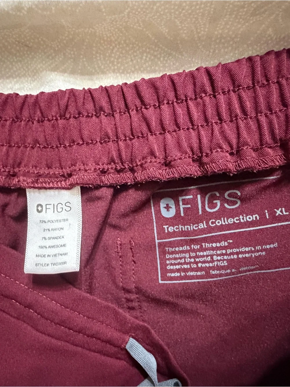 FIGS Yola Women’s Skinny Scrub Pants XL Burgundy Wine